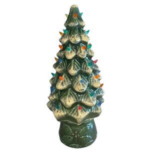 OG Vintage 18" Skinny Ceramic Christmas Tree Lamp Lighted Pinecone Multi Pegs